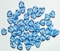 50 9mm Transparent Light Sapphire Leaf Beads